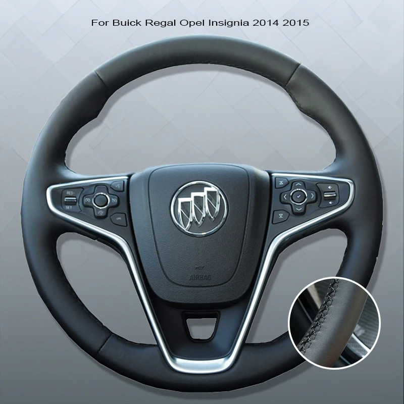 Čierna mikrovlákna kožená auto na volant Cover pre Buick Regal Opel Insignia 2014 2015