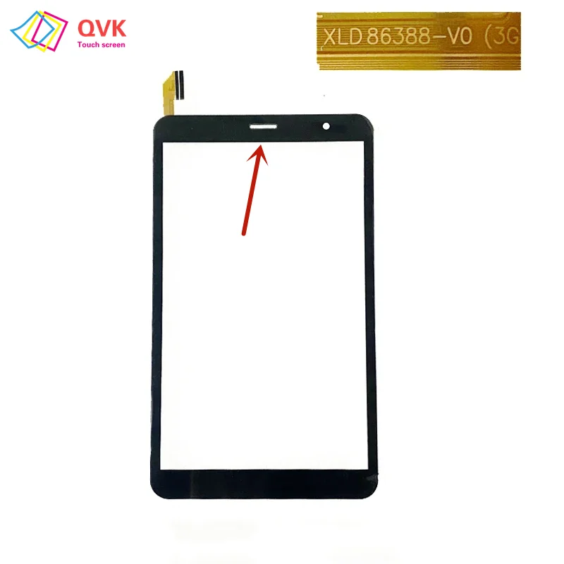 Čierna nová 8-palcová pre XLD86388-V0 3G Tablet PC PC Kapacitná dotyková obrazovka Digitalizátor Senzor Externý sklenený panel XLD86388