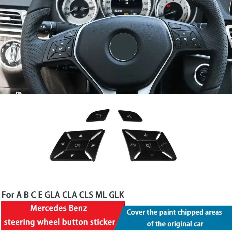 Čierna nálepka na kryt gombíka na volant Auto pre Mercedes Benz BCE Class GLA CLA ML GL GLK GLS W176 W246 W242 W204 W212
