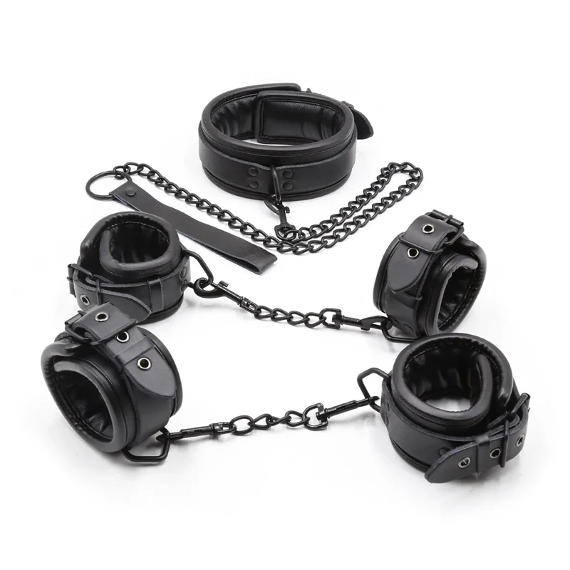 Čierna originálna koža BDSM Bondage Set 3ks OBSAH OBLASTI OBLASOVANÝCH PUBLESKÉHO Púdy pre sexuálne otroctvo