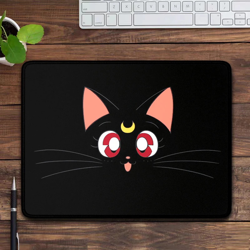 Čierna podložka myši s myšou malú myš na myš Anime Sailor Moon Mesiac Kawaii Mouse Mous Moust Pomoper Office Accessories Desk Mat Rat Mause Pad
