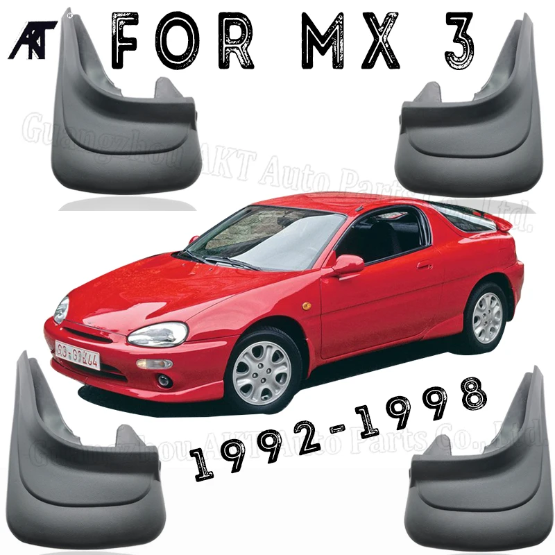 Čierna predná a zadná čierna predná a zadná a zadná strana v štýle predných a zadných Splash Guards Bahen Flaps bahenná klapka pre Mazda MX3 1992-1998
