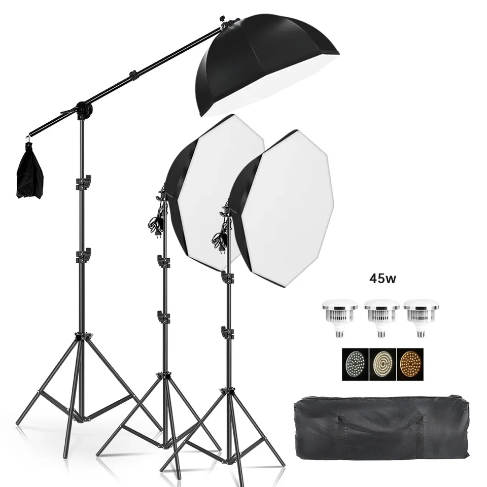Čierna softbox Octagon osvetlenie ramená súpravy ramená Soft box pre fotografovanie príslušenstva Flash System Photo Studio Equipment