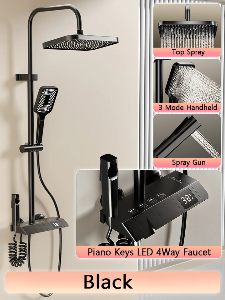Čierna sprchová súprava Set kúpeľňové mosadzné sprchy faucet sady