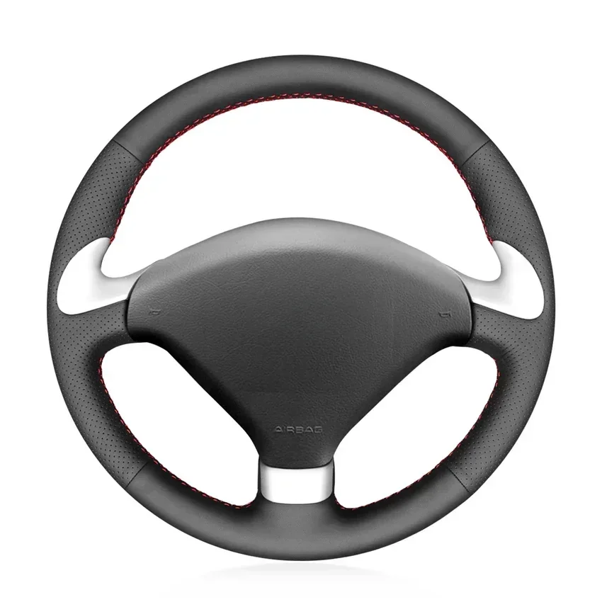 Čierna umelecká kožená kože na volant Conly For Peugeot 307 CC SW 2004-2009 307 (Sport) 2006-2007 407 SW 2005-2008