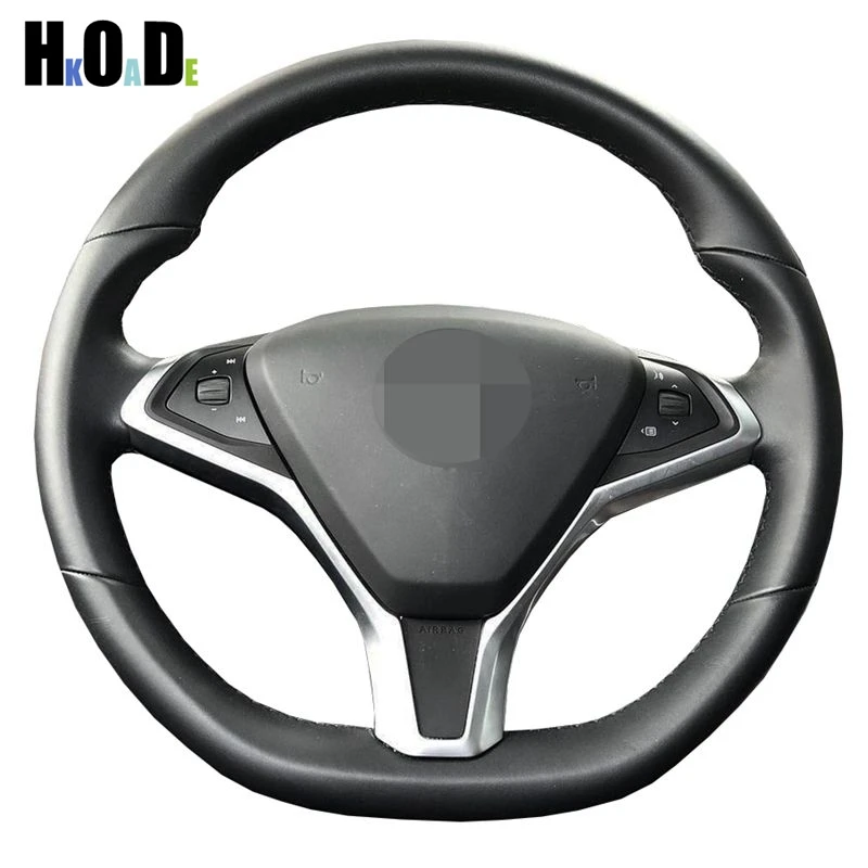 Čierna umelá koža DIY ručne šitá kryt volantu automobilu pre Tesla Model X 2012-2018 Tesla Model S 2009-2018