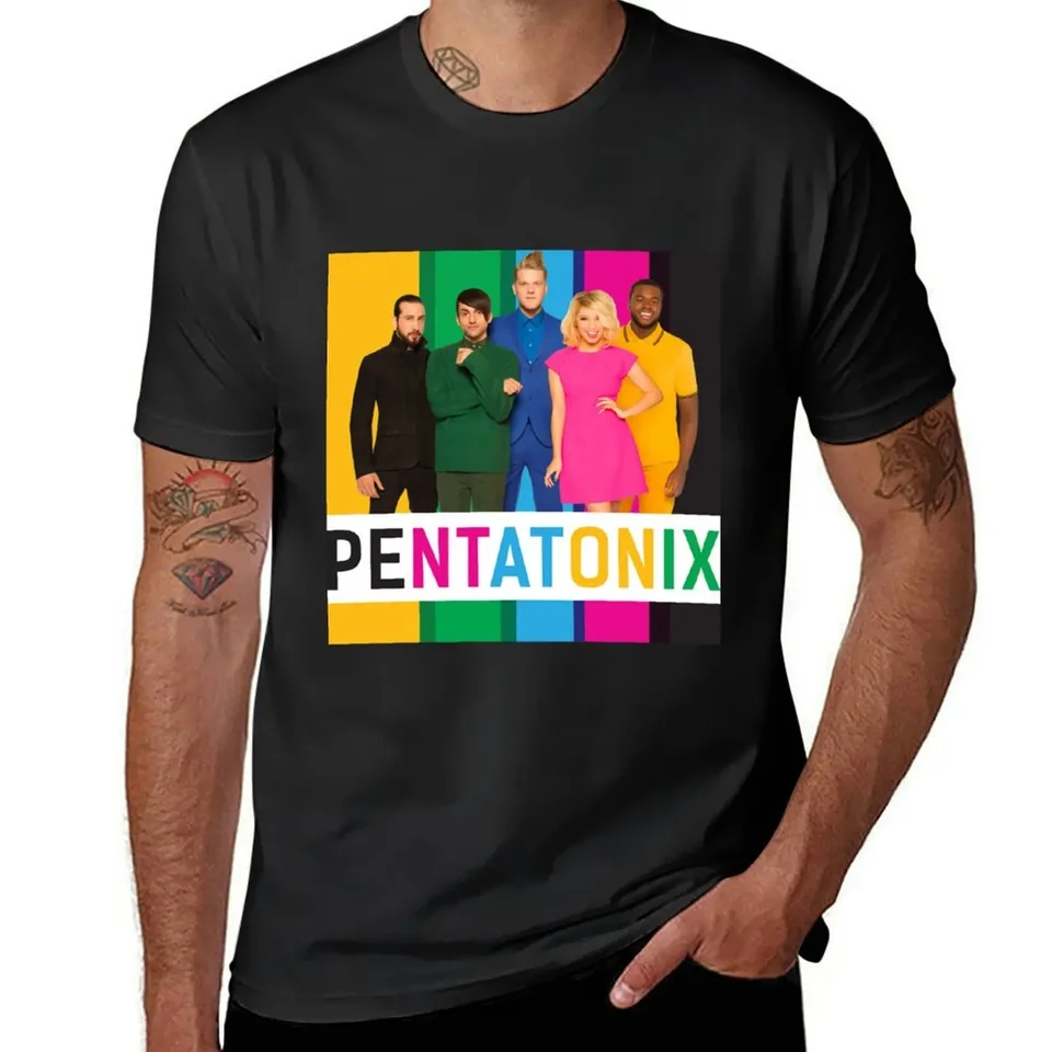 Čierna zelená pentatonix modrá ružové tričko Summer Top Top Grafika estetické oblečenie nadmerné tričká pre mužov