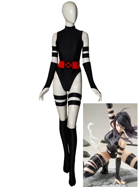 Čierna červená psylocke Suit Cosplay kostým Spandex Girls Žena superhrdina oblek zentai telessuit dospelých/deti