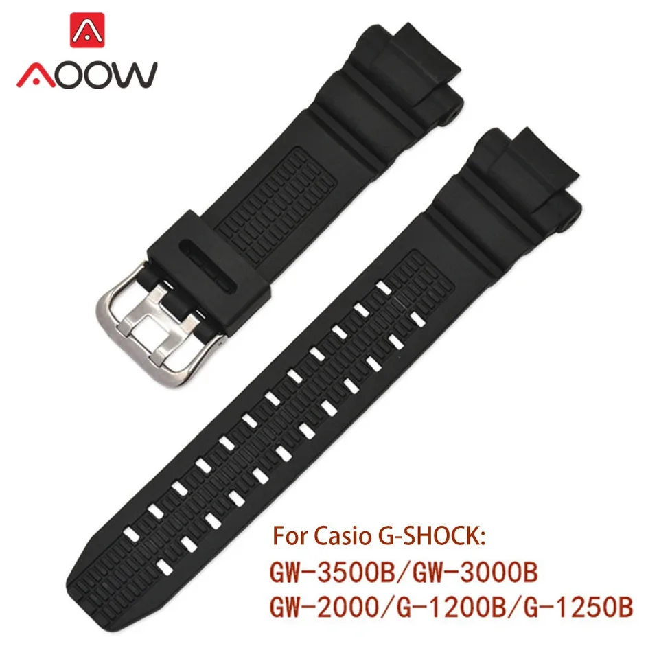 Čierna živicová hodinky pre Casio G-Shock GW-3500B GW-3000B GW-2000 G-1200B G-1250B Men Sport Rubber Band Watch Doplnky