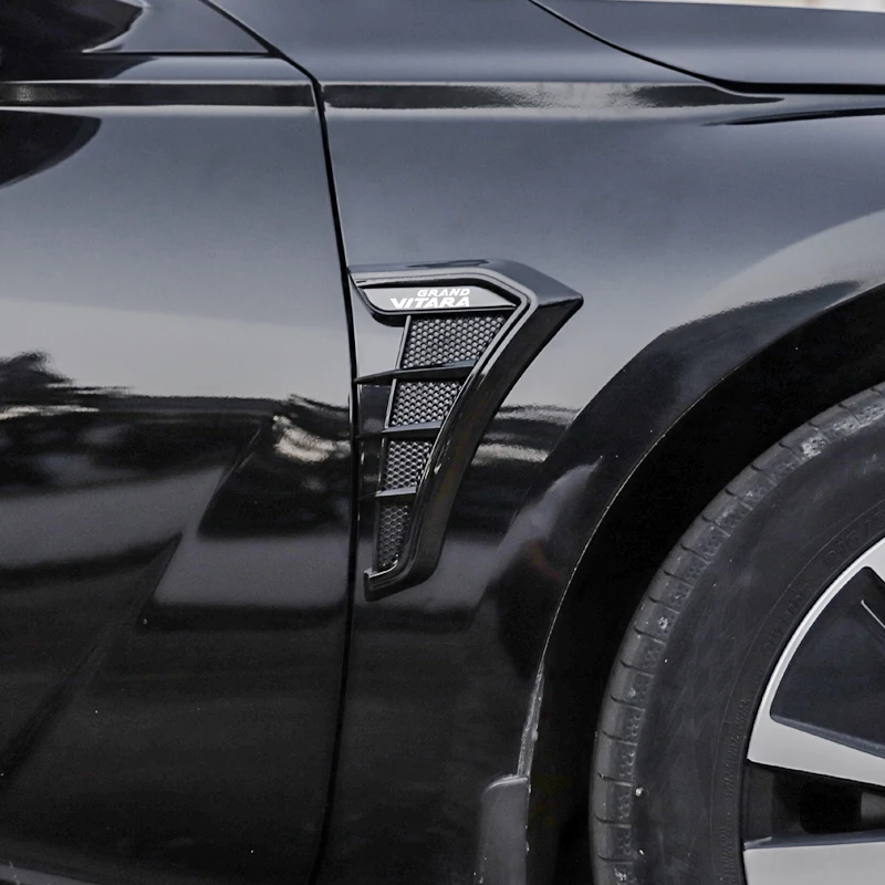 Čierne auto Fender Side Vents Vzduch prúdenie prívodu dieru žralok 3D mriežkový kryt pre Suzuki Grand Vitara