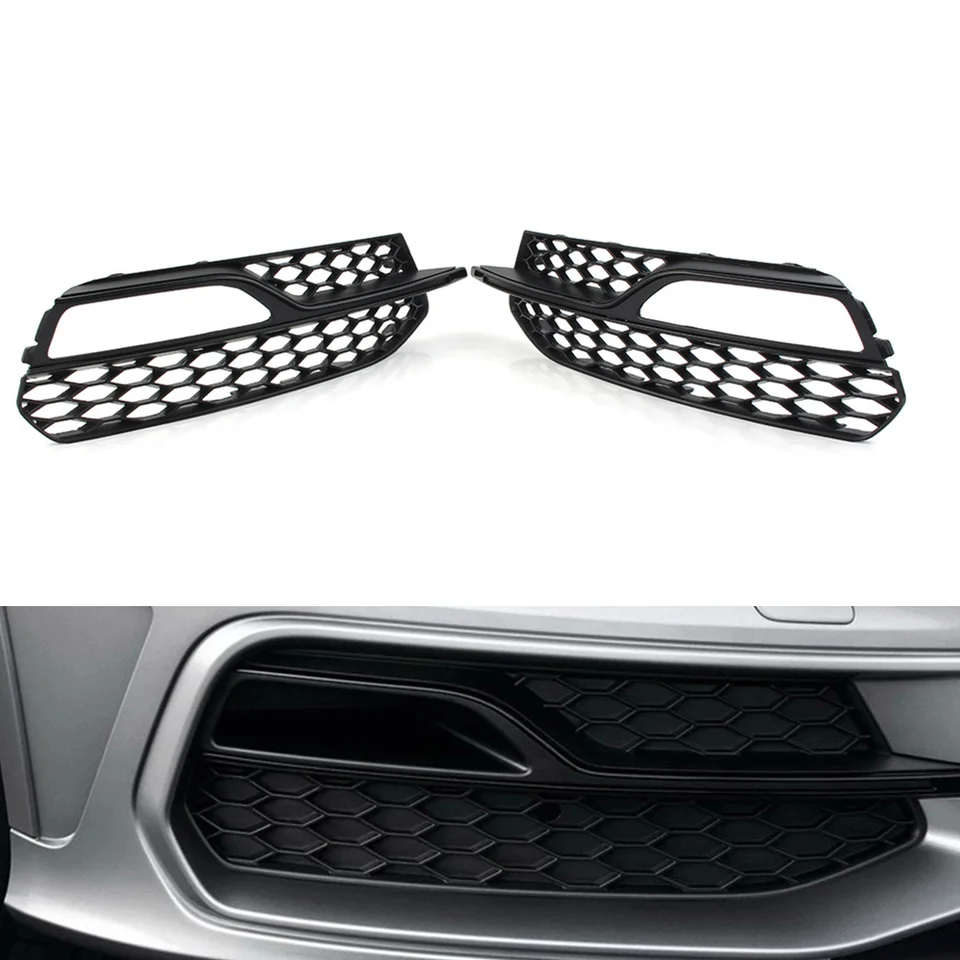 Čierne auto Honeycomb Mesh Front Bumper Fog Light Grille Cover pre Audi A3 S3 S3 2013 2014 2015 2016 2017 vľavo/vpravo 1ks