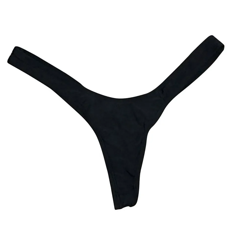 Čierne brazílske bikiny Bikini dno V-Waist Temgová kúpajúca sa pláž pláž sexy vysoké nohy strih G-string plavky Traje de Baño Mujer 2024
