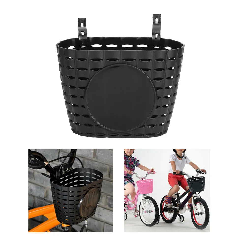Čierne deti bicykel predný visiaci kôš zahusťovaný plastový úložný vrecko Doplnky pre detské bicykle