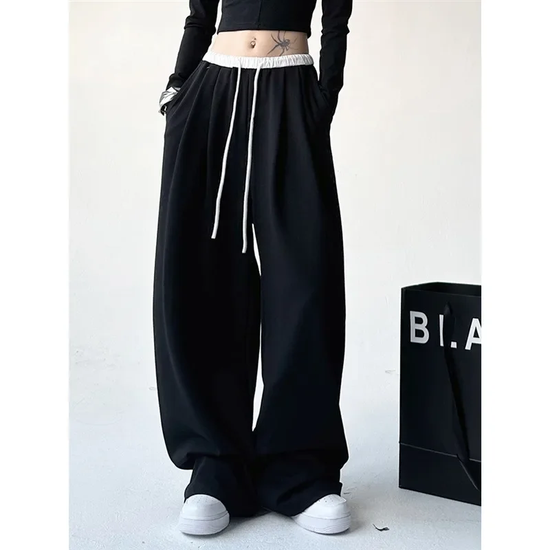 Čierne dámske potné nohavice 2024 Jarné leto Nové voľné nohavice široké nohavice nohavice Kórejské streetwear Beggers Dám