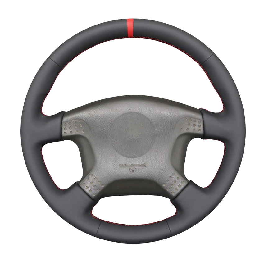 Čierne faux kožené ručne šité ručne šmykľavky bez mäkkého automobilového krytu na volant Cover Braids pre Nissan Stagea 1996-1999 Patrol Y61 1997-2004