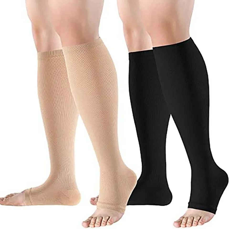 Čierne koleno High Open Toe Medical Compression ponožky pre ženy/muži Športové bežiace kompresné ponožky s/m/l/xl/xxl