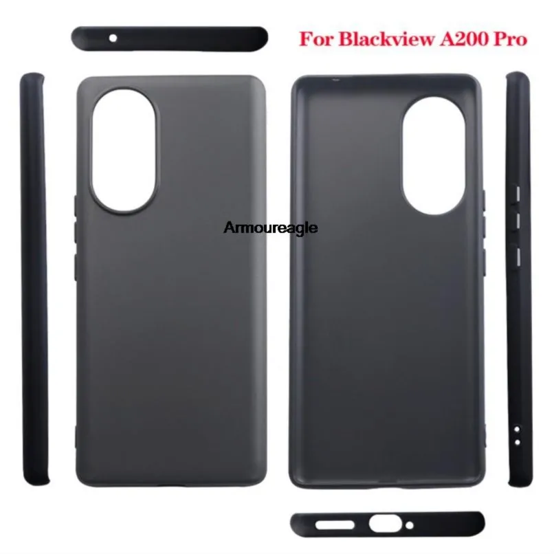 Čierne matné mäkké puzdro TPU zapnuté pre Blackview A200 Pro A200PRO Puzdrá o ochranu ochrany Coque Shield
