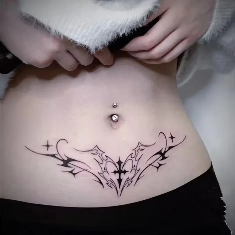 Čierne nálepky na tetovanie pre ženy pre ženy brucho sexy umenie dočasné tetovanie nepremokavé falošné tetovanie trvalé nálepky na jazvy