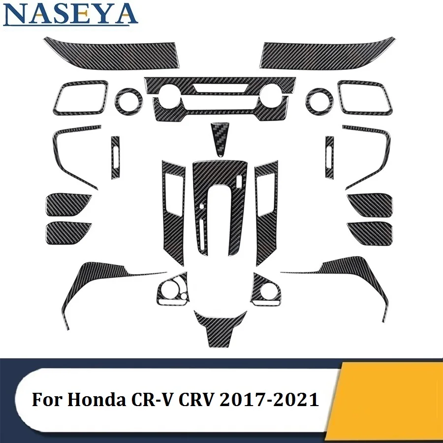 Čierne nálepky pre rôzne diely pre Honda CR-V CRV 2017 2018 2019 2020 2021 Interiér automobilových dekoratívnych príslušenstiev uhlíkových vlákien