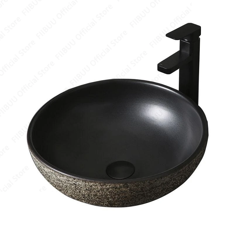Čierne okrúhle keramické umývadlo Tazdinové umenie Art Art Basin misa Vanity umývadlo nad praním umývadlo umývadlo pre kúpeľňový balkón
