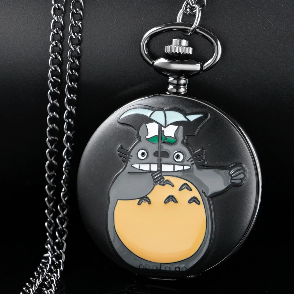 Čierne Quartz Pocket Watch Retro Pocket Fob hodinky Pendant Náhrdelník vrecko hodinky Men Dámny darček