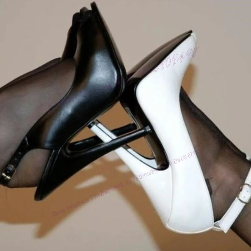 Čierne slingback strihové podpätky Pumpy extrémne vysoké podpätky špicaté topánky na špičke pre ženy matné kožené sexy topánky 2023 Zapatos para muchyre