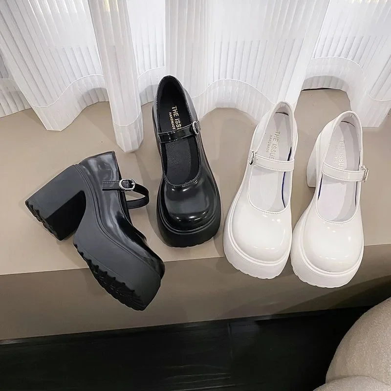 Čierne super vysoké podpätky Mary Jane Shoes Women 2023