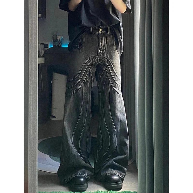 Čierne y2k streetwear punk hip hop džínsy Ženy grunge baggy roztrhané džínsové nohavice gotické vinobranie zúfalé džínsy na nohy goth goth