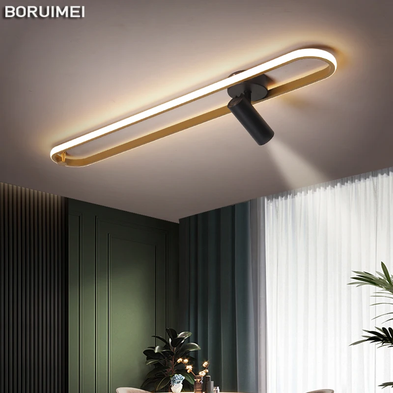 Čierne/zlaté lustre LED s reflektorom Vnútorné denné osvetlenie pre obývaciu jedáleň kuchyňu v spálne