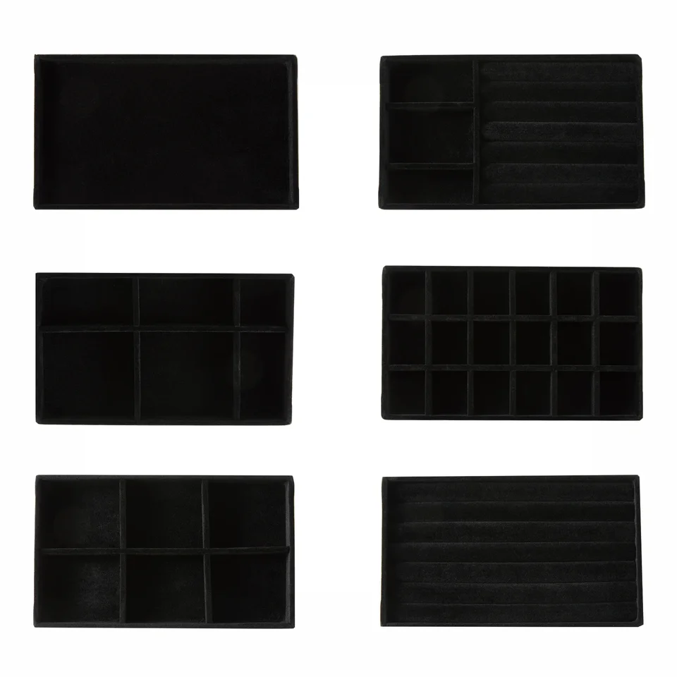 Čierne šperky organizátor Velvet šperky skladovacie zásobníky Ring Ring Náramok náhrdelník Storage Box Presenka Zásuvky Organizátor Podnosce