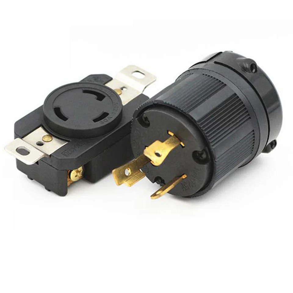Čierny Američan 20A 125V/250V NEMA L6-20P L6-20R US 3-Dier-Off Industry Power zástrčku Inline Drôtový konektor