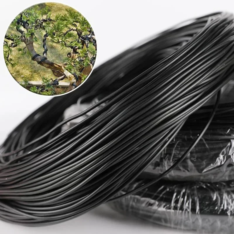 Čierny bonsai hliníkový drôt podporu rastlín bonsai Rastliny DIY Styling Training Wire Branch Ohyding Upevňovací drôt