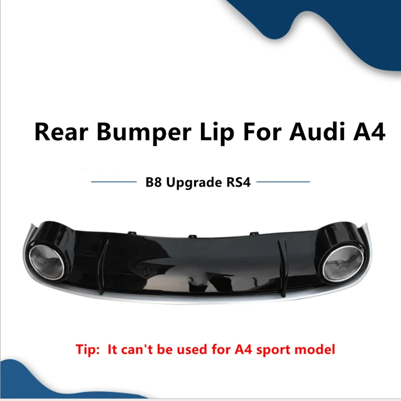 Čierny difúzovač zadného nárazníka pre pery pre Audi A4 2009 2010 2012 2012 Upgrade Audi RS4 Zadné rozptyl