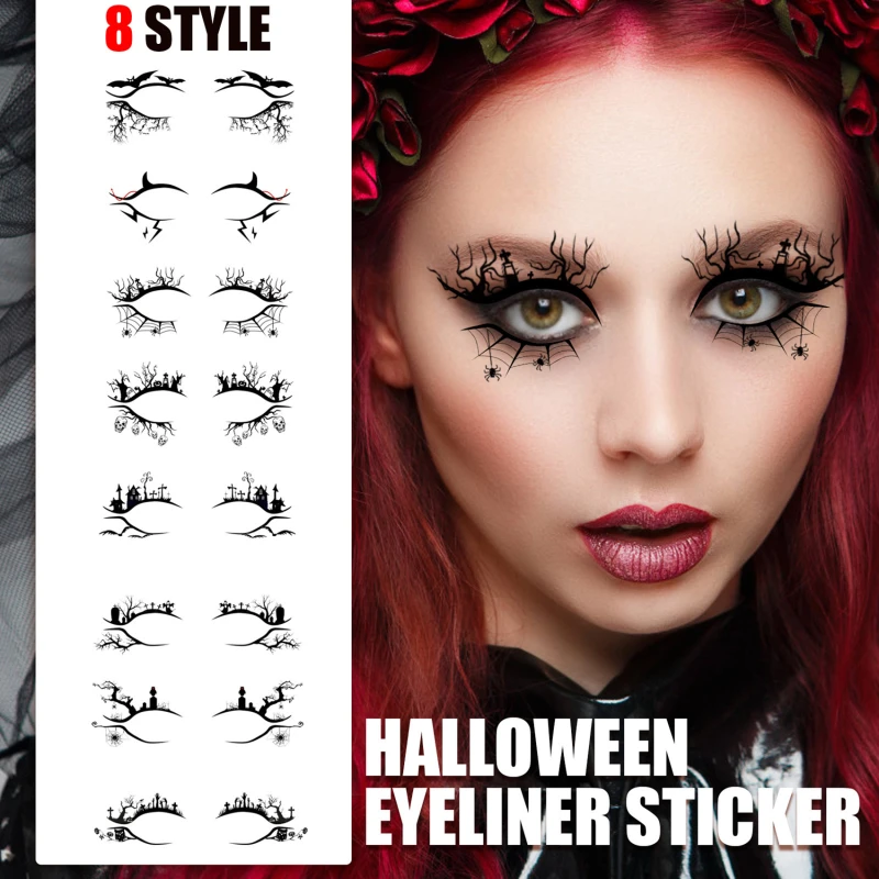Čierny Halloween Bat Spider Horror Fashion Party dekorácie očné slepky na očné tieňové nálepky