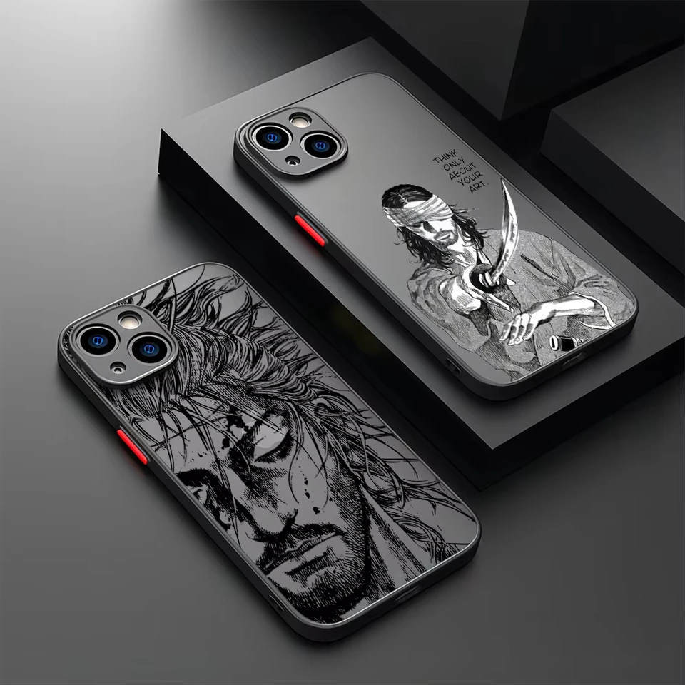 Čierny komiks vagabond telefónny puzdro pre Samsung S25 S24 S23 S22 S21 S20 S10 Fe Note20 10 Plus Ultra Lite 5G Matte Transparent Cover