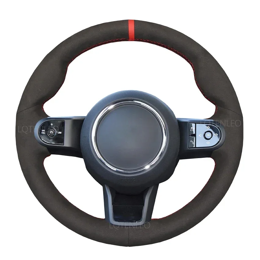 Čierny kryt volantu s umelým semišom pre Mini Clubman F54 Convertible F57 Countryman F60 Electric F55 F56 2021-2023