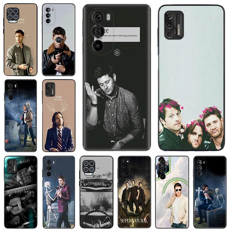 Čierny matný puzdro pre telefón pre Motorola G53 G72 G73 G52 G8 G9 G200 G Stylus Edge 40 30 20 Pro Supernatural Jensen Ackles Soft Cover