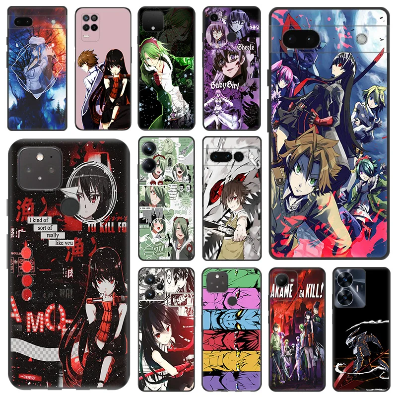 Čierny matný puzdro pre telefón pre Motorola Moto Edge 30 40 20 Pro G200 One Fusion Anime Akame Ga Kill Pixel 8a 7a 6a 7 8 6 Soft Cover