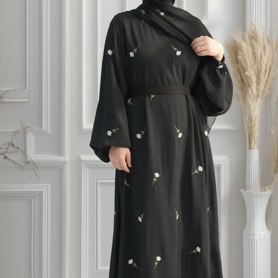 Čierny moslimský kaftan abaya damen dubaj arabské africké šaty modlitebné oblečenie Ženy Caftan MaroCain Robe femme Musulmane Vestidos