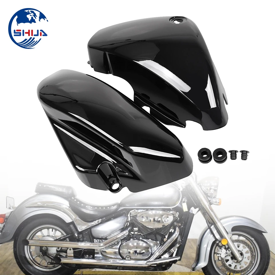 Čierny motocykel vľavo a pravá batéria pokrýva kapotáž pre Suzuki Boulevard C50 C50T C50B C50C votrelca Volusia 800 VL800