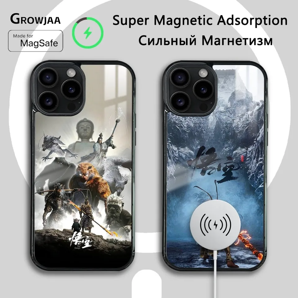 Čierny mýtus Wukong Game Pase pre iPhone 16 15 14 13 12 11 Pro Max Plus Mini nové Magsafe Mirror Wireless Magnetic Cover