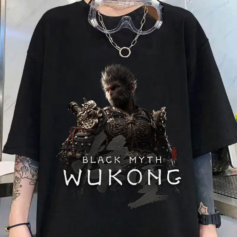Čierny mýtus Wukong Men Tričko Summer karikatúra Japonsko Anime Dámske tričká 100% bavlna 2024 módne páry