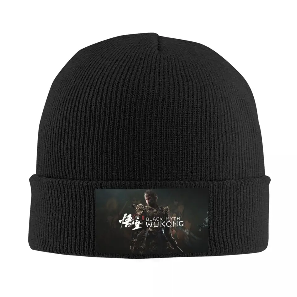 Čierny mýtus wukong mytológia hra kapota klobúky Beanie Hats Grafický pletací klobúk jarný vtipný unisex unisex vonkajšie obaly hlavy