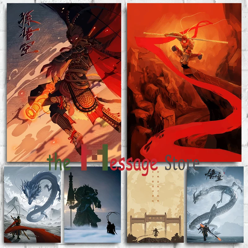 Čierny mýtus wukong Video Game plagát plátno výtlačky black mýtus estetická stena dekor herná miestnosť internetový bar estetická dekorácia