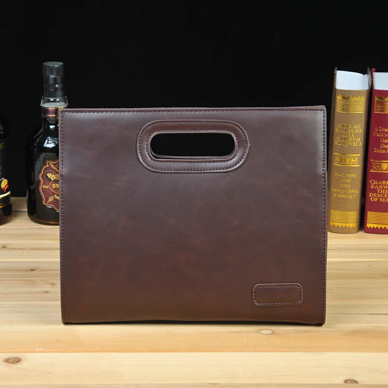 Čierny retro príležitostný minimalistický hnedý mužský veľkú kapacitu PU kožená kabelka