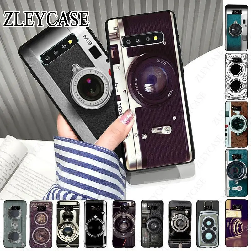 Čierny strieborný vintage kryt telefónu pre dizajn fotoaparátu pre Samsung Galaxy S24ultra S23ultra S21FE S24+ S22+ S20PLUS S20ultra S20fe