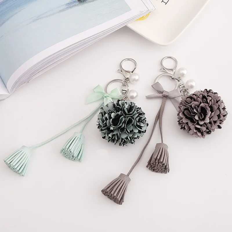 Čierny Tassel Keychain DIY Kožené kľúče mobilný telefón Shell DIY príslušenstvo módny prívesok