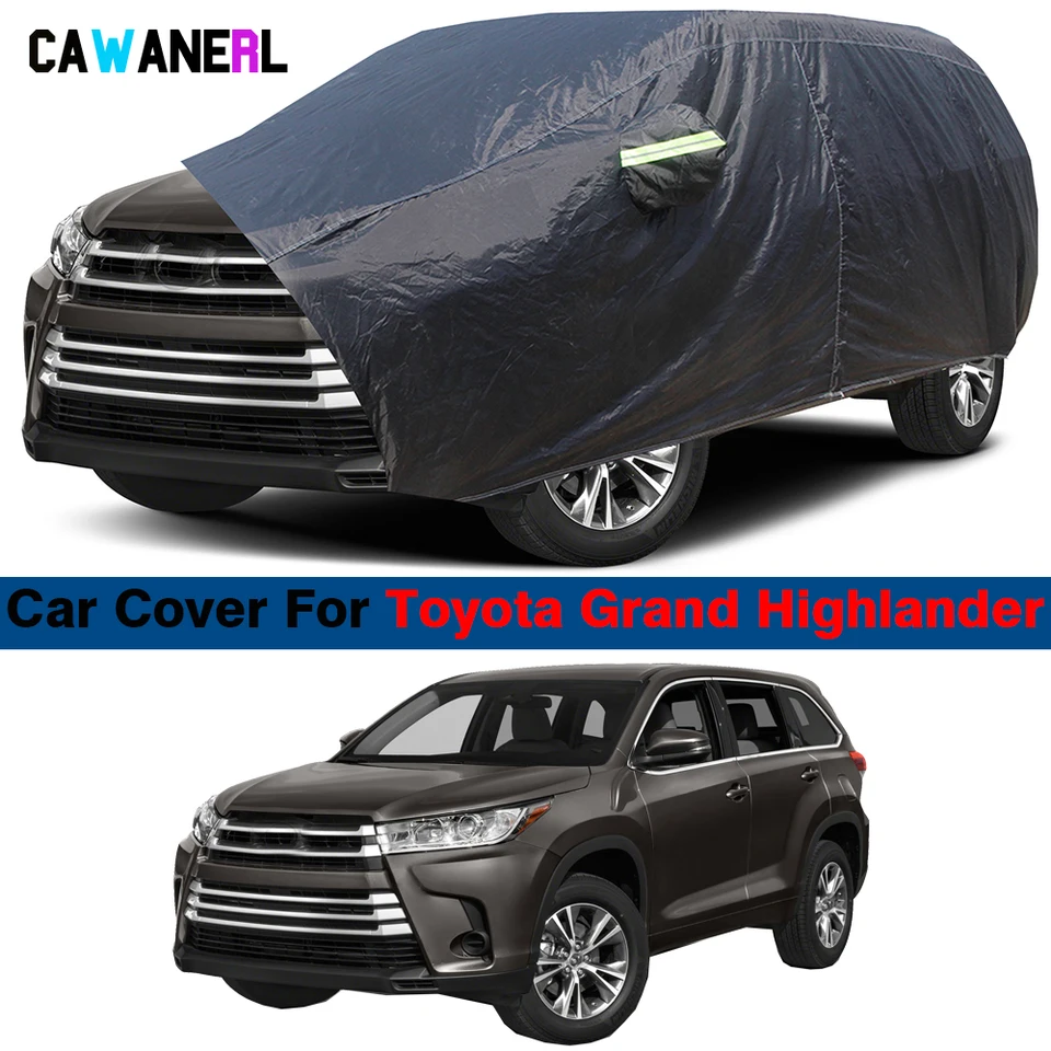 Čierny vodotesný kryt automobilu Vonkajšie proti UV Sun Shade Snow Dažď Ochrana SUV Cover pre Toyota Grand Highlander 2022-2025