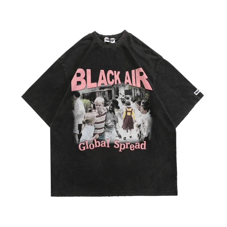 Čierny vzduch letná postava Print Street zúfalé tričká Men a ženy hip hop módne módne tričko s krátkym rukávom Vintage topy