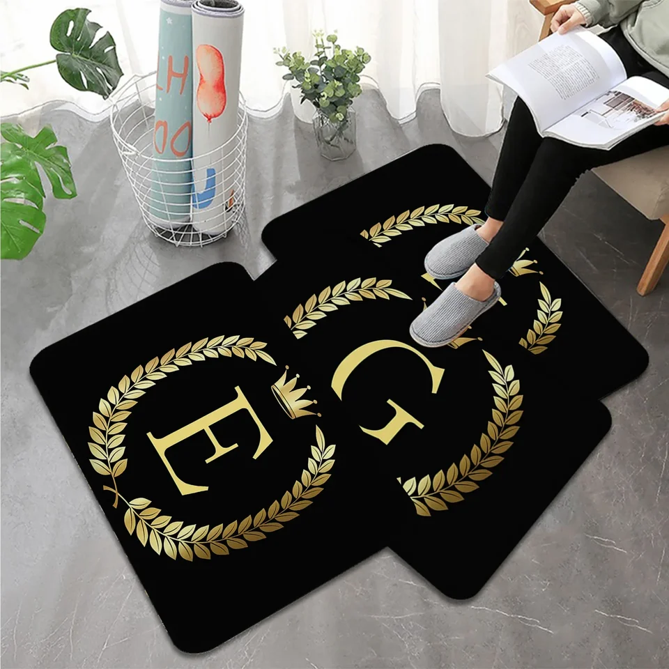 Čierny zlatý korunový list kuchynská mata spálňa Vstup do rohožky domáci koberec 50x80cm obývacia izba koberec kúpeľ